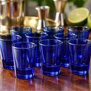 Vintage Rare Libbey Cobalt Blue Shot Glasses | Set of 10 | Mid-Century Barware
